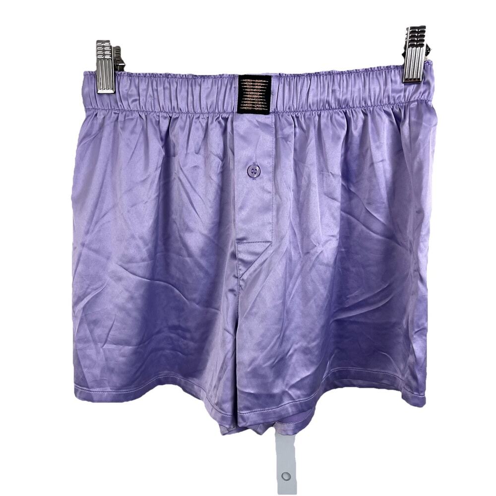 Savage X Fenty Satin Boxer Pajama Shorts Womens S Small Lavender Purple